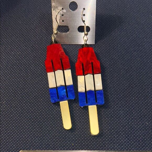 Red, White, and Blue Popsicle Earrings - Picture 1 of 4
